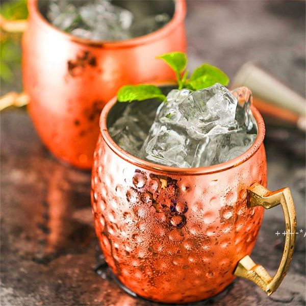 NEUMoscow Mule Kupferbecher Handgefertigte Kupferbecher für Moscow Mule Cocktai Mule Mugs zum Trinken aus gehämmertem Kupfer Messing Home Seaway LLF12828