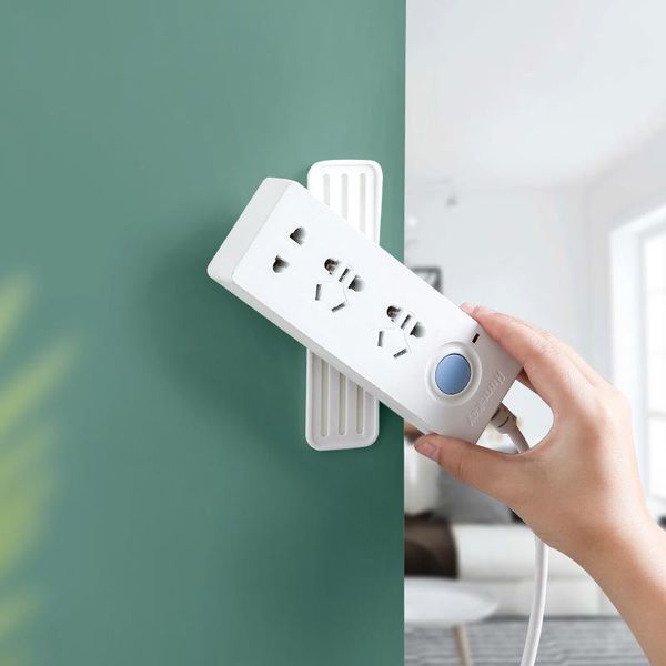 

hooks & rails 360Â° rotatable power strip storage rack household gadgets diy wall-mounted wifi bracket punch-socket organizer