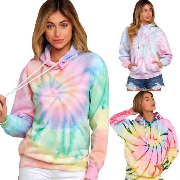 

new women's sweater tie dyed hooded sports loose in autumn and winter 2020, Black