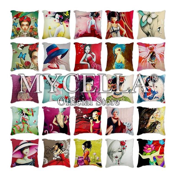 

pillow case butterfly girl pattern cushion cover floral throw for home sofa chair art decorative pillows 45*45cm pillowcase