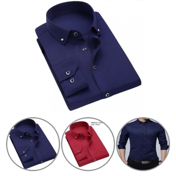 

men's casual shirts turn-down collar slim business shirt for work, White;black