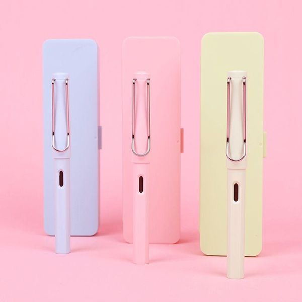 

2021 new arrival hollow out clip metal fountain pen 0.38mm 0.5mm posture correction ink pens stationery school office supplies
