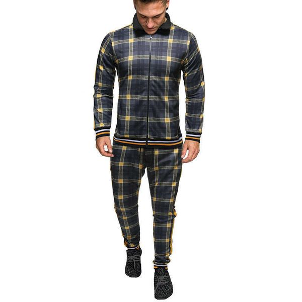 

casual suit men spring/summer fashion checked two-piece suit men sportswear 2021 new suit men online, Gray