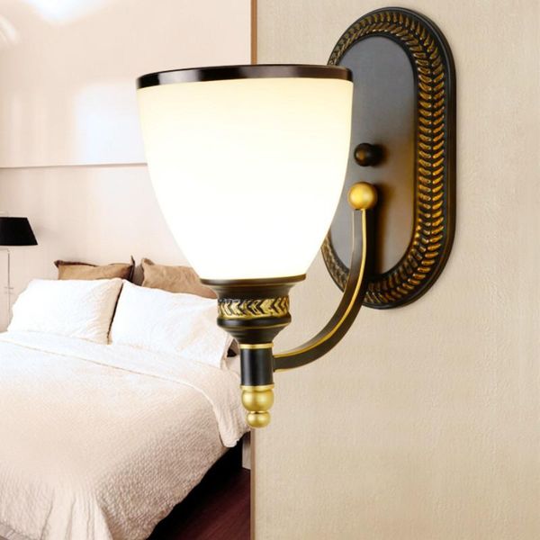 

vintage chinese glass wall lamp retro bedroom bedside stair aisle living room balcony corridor sconce yhj020408