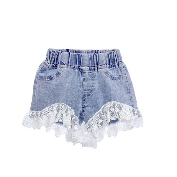 

dfxd fashion summer 2021 girls short pants new design kids girl loose lace pants toddler jeans shorts 2-8y children clothes, Black
