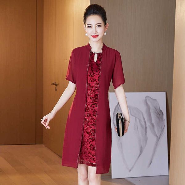 

luxury party evening dress summer 2021 fake two piec of 's thin hi -in-law, White;pink