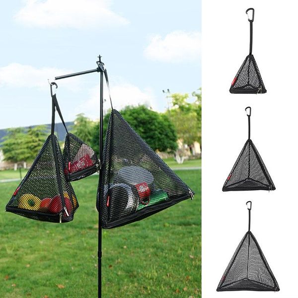 

storage baskets 1pc camping drying net triangle bag hanging foldable basket outdoor