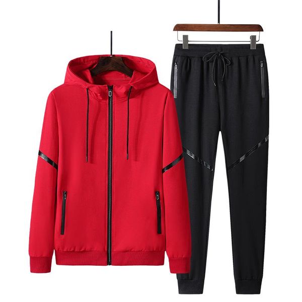 

men's tracksuits cardigan trousers two-piece suit spring and autumn cotton sports middle-aged elderly leisure, Gray