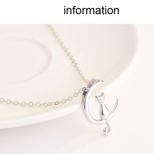 

pendant necklaces diomedes necklace simple and elegant alloy moon cat clavicle chain gift party fashion jewelry wholesale drop may27, Silver