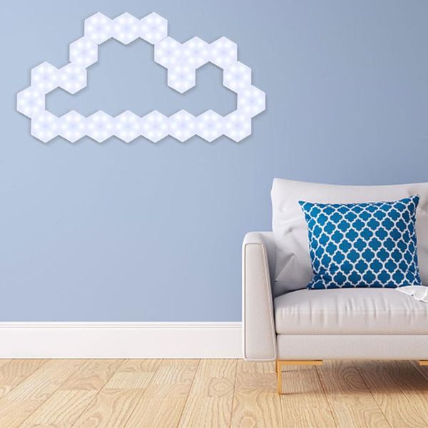 

night lights led hexagonal wall lamp bedroom decor light touch sensor remote quantum assembly lamps for home diy battery powered