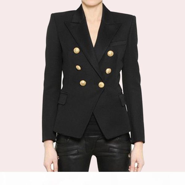 

excellent quality stylish classic blazer for women double breasted lion metal buttons blazer plus size s-3xl, White;black