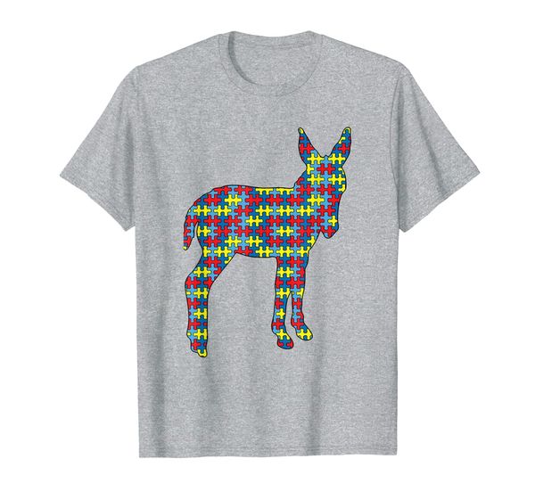 

donkey autism awareness kids jackass puzzle day mom gift t-shirt, White;black