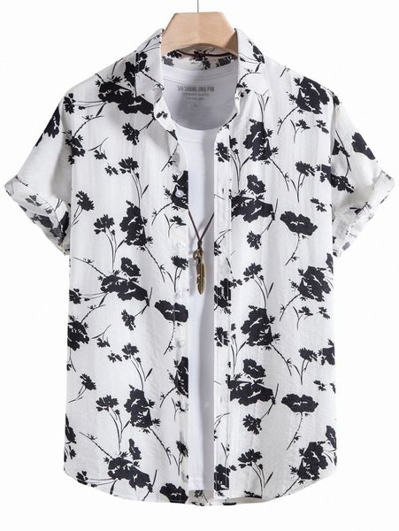 

men random floral print shirt without tee c66r#, White;black