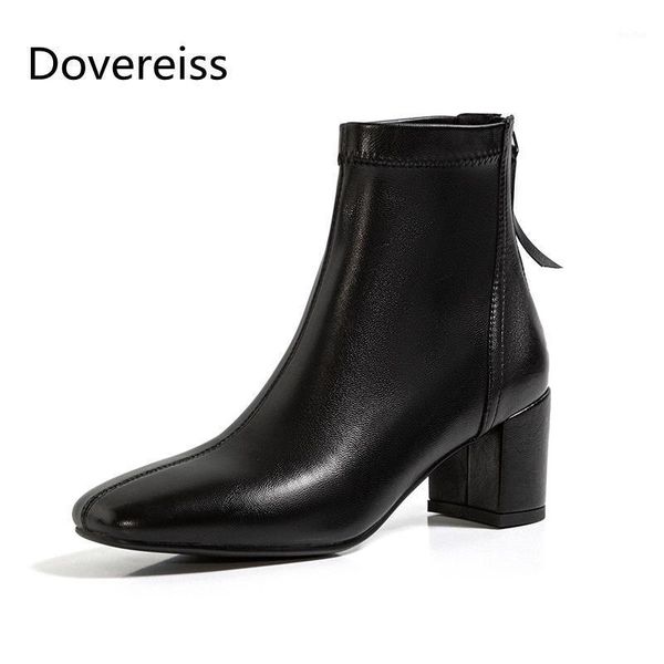 

boots dovereiss fashion women's shoes winter zipper elegant beige concise mature buckle short square toe big size 431, Black