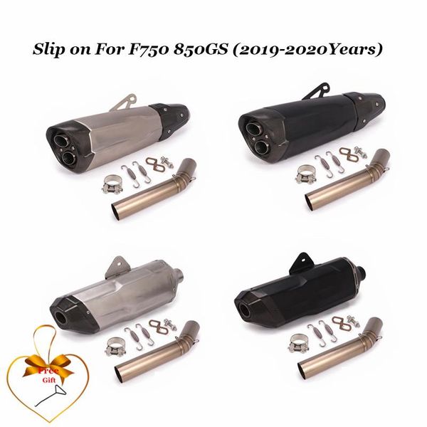 

motorcycle exhaust system slip on for f750 850gs 2021-2021 carbon fiber set muffler middle tube connecting