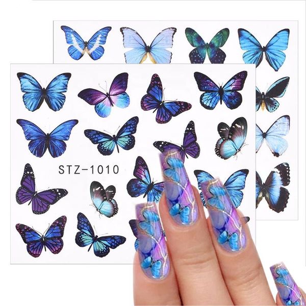 

nail art decorations skyey care 3d watercolor butterflies sliders drop decoration tattoo manicure water transfer decal sticke, Silver;gold