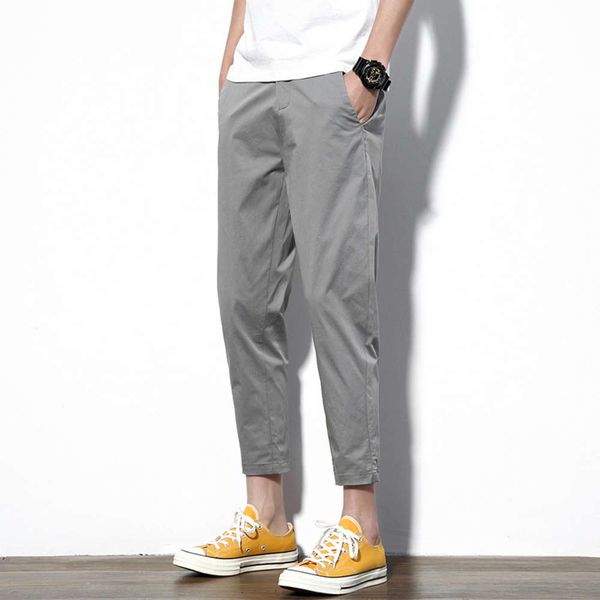 

casual pants summer thin cropped solid color loose leggings fashion, Black
