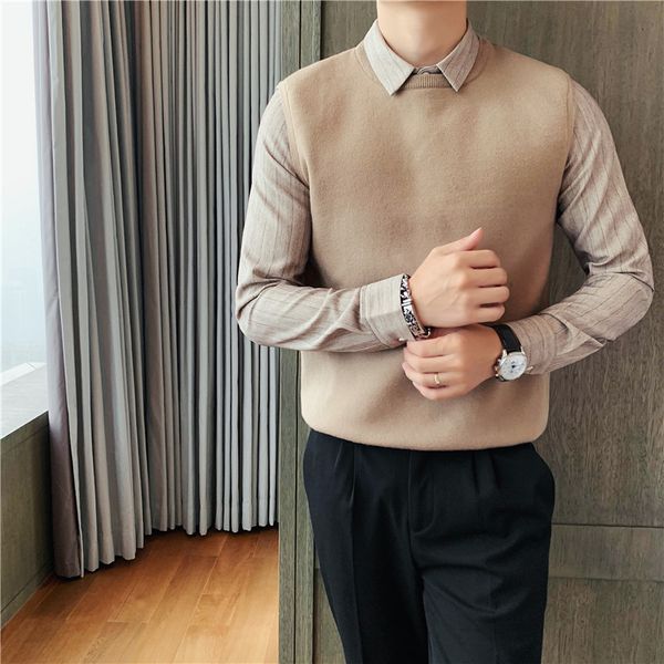 

High 2021 New Quality Autumn Mended of Business Knitted Shirt Men's Clothes Hot Pullovers Wholesale Casual Pull Homme Sale BHOP, White;black