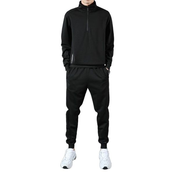 

men's hoodies & sweatshirts 2021 autumn suit casual sports lapel two-piece, Black
