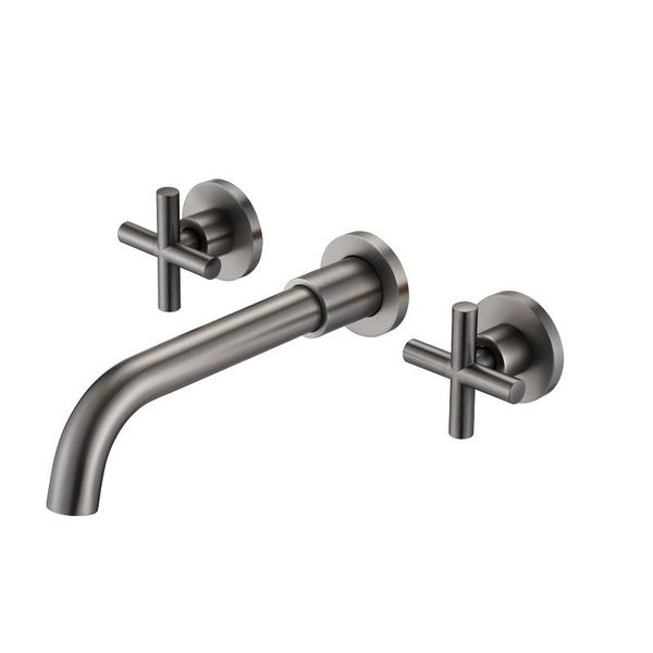 

wall mounted brass bathroom sink faucet good quality copper basin mixer faucet cold double handle rotatable nozzle