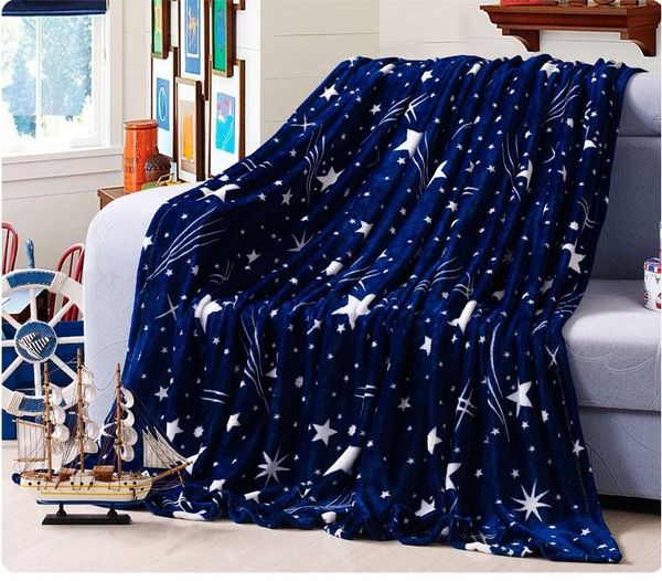 

55bright stars bedspread blanke high density super soft flannel blanket to on for the sofa/bed/car portable plaids