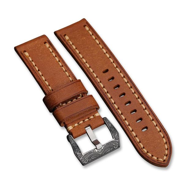 

watch bands handmade retro band strap genuine leather watchband accessories 20mm 22mm 24mm 26mm cowhide wristband, Black;brown