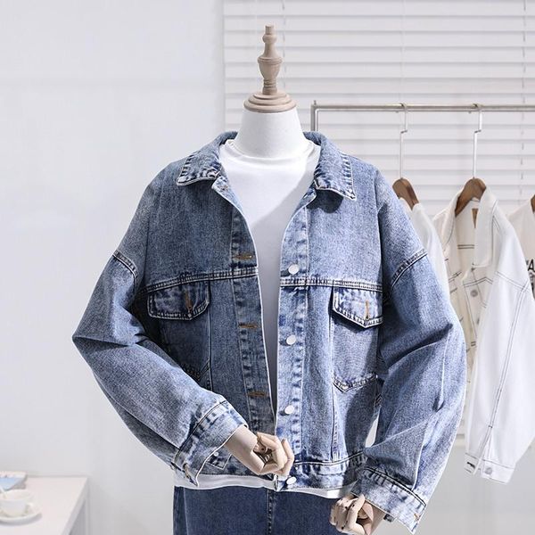 

women's jackets korean loose short batwing sleeve denim jacket women coat spring 2021 washed blue jeans casual vintage female basic coa, Black;brown