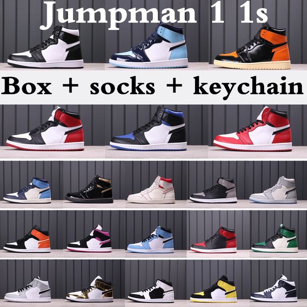 

mens 1 high og basketball shoes 1s university blue silver royal toe black metallic gold mid smoke grey unc patent men women sneakers trainer