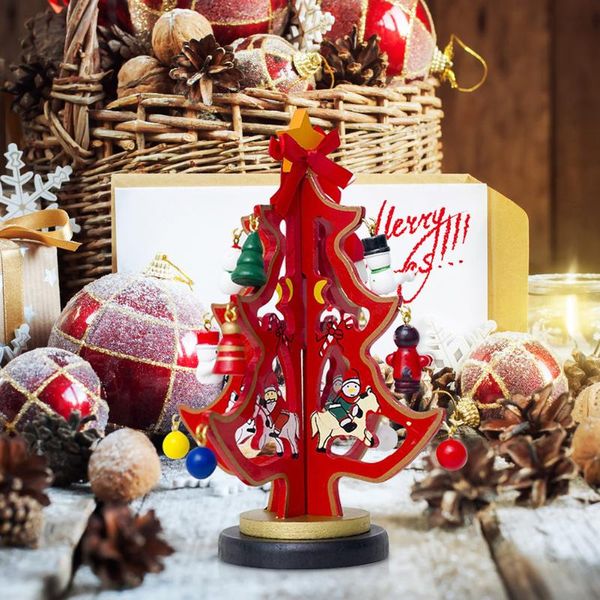 

christmas decorations diy wooden tree children's handmade stereo scene ornaments