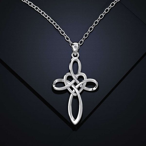 

hbp simple chinese knot necklace, women's copper-plated gold-plated hollow, versatile fashion love cross pendant, Silver