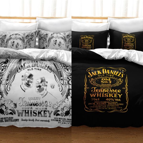 

jack whiskey famous drinking printing bedding set duvet cover set bed linens bedclothes home textile twin full  king size c0223