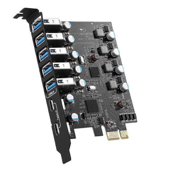 

usb 3.0 pci-e expansion card adapter 7 ports usb 3.0 hub adapter external controller pci-e extender pci express card for desktop