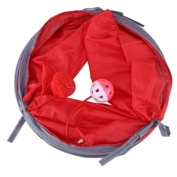 

cat toys creative pet tunnel tinkle bell plush ball strap splicing tube display playing kitten accessories