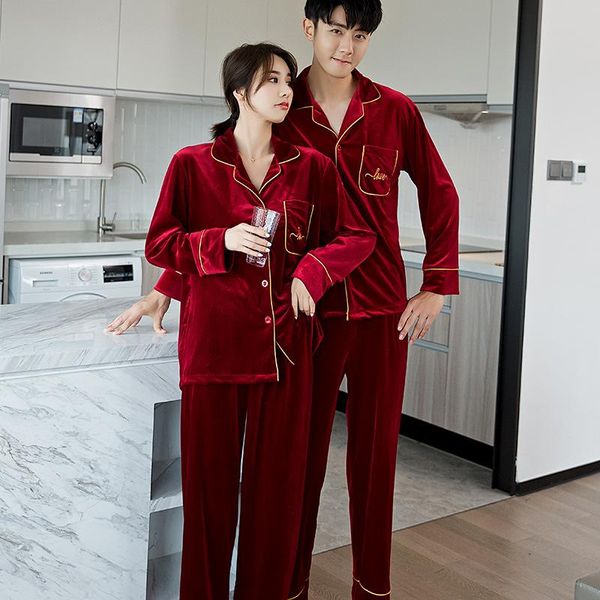 

fzslcyiyi korean matching velvet couple pajamas set lover sleepwear pajamas clothes winter cute couple pyjamas for family, Black;brown