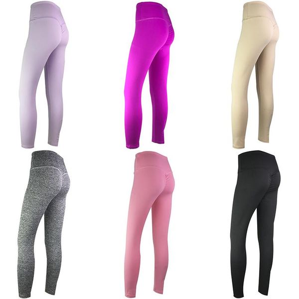 

yoga outfit high waist pants for women solid elastic sports leggings hip lifting psen999