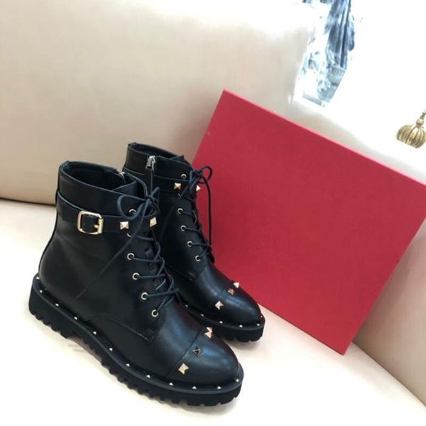 

boots spring women's leather fashion rivets 34-42, Black