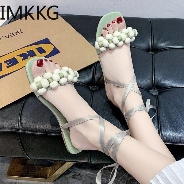 

sandals 2021 summer ladies shoes women beige floral flat bohemian casual beach for woman, Black