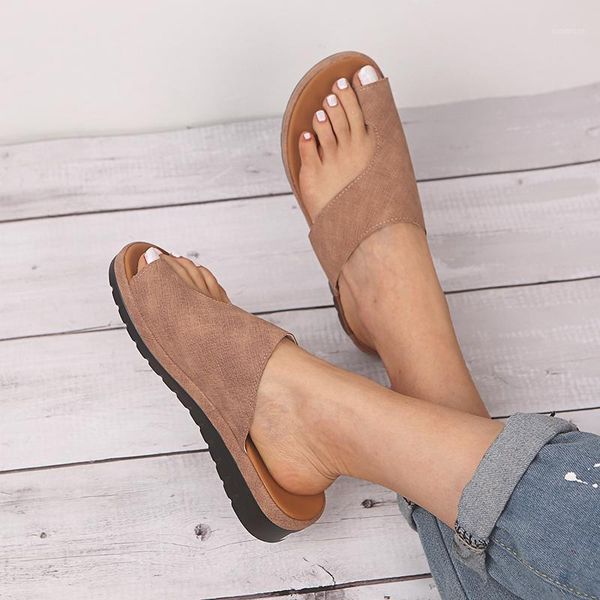 

slippers women comfy plain shoes flat platform ladies casual big toe foot correction sandals orthopedic bunion corrector flip flop1, Black