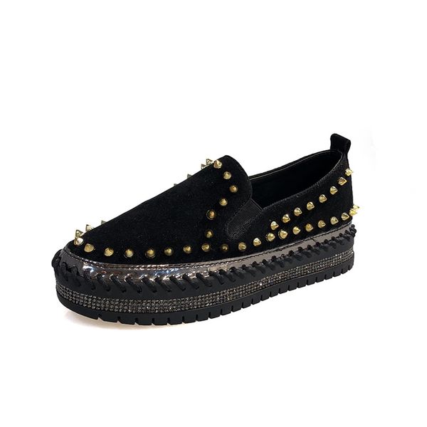 Kadınlar Rahat Platformu Sneakers Ayakkabı Bayan Slip-On Ayakkabı Flats Loafer'lar Kadınlar Için Beyaz Kristal Creepers Ayakkabı Kadın