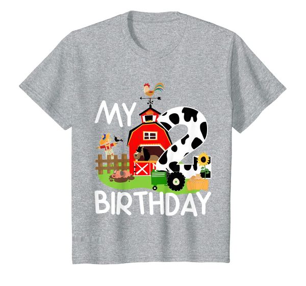 

kids 2nd birthday shirt farm tractor pig horse cow chicken cat, White;black