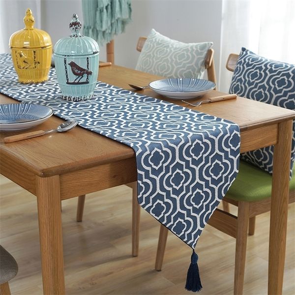 Junwell multi-tamanho poliéster jacquard elegante corredores de mesa com borla para casa mesa de jantar mesa decorativa mesa y200421