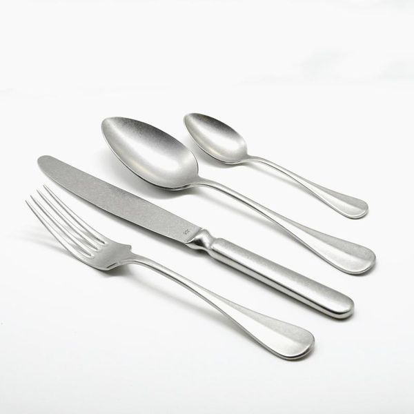 

cozy zone matte 24 pcs cutlery steel set vintage dinnerware set stainless tableware knife fork spoon dining dinner retro