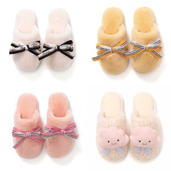 

girl shoes bowknot autumn winter clouds cute home cotton slipper yellow grey women warm breathable fashion all inclusive plush slippers