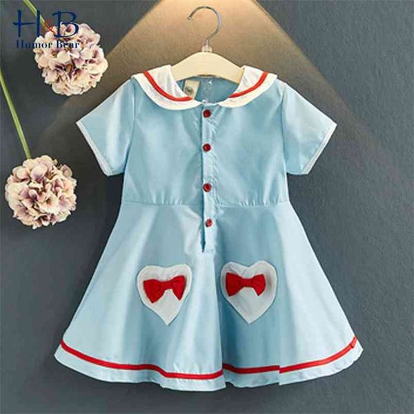 

girls dress summer short sleeve lapel collar korea style sweet priness party toddler clothes for 3-7y 210611, Red;yellow