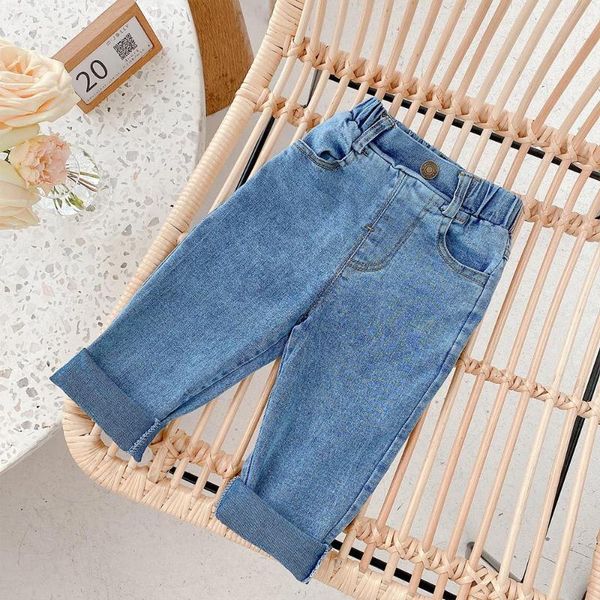 

milancel 2021 spring new girls jeans denim solid casual fashion pants, Blue