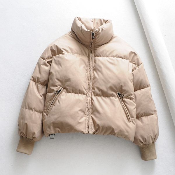 

2021 New tangled solid women khaki oversize thick parkas winter warm female pockets elegant jacket O8ZK, Black