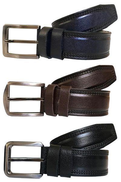 

belts genuine leather 100% 3-pack black brown navy blue belt business fashion design for men