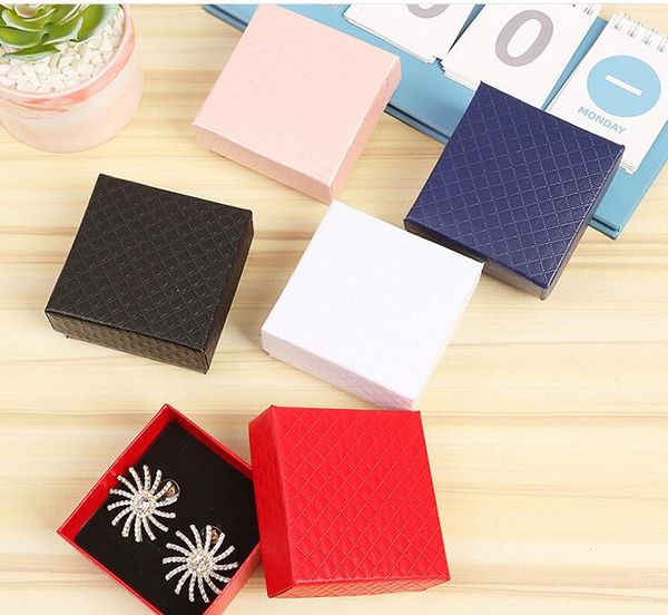 

jewelry packaging necklace bracelet ring earrings box gift boxes 7.5*7.5*3.5 solid color, Black;white