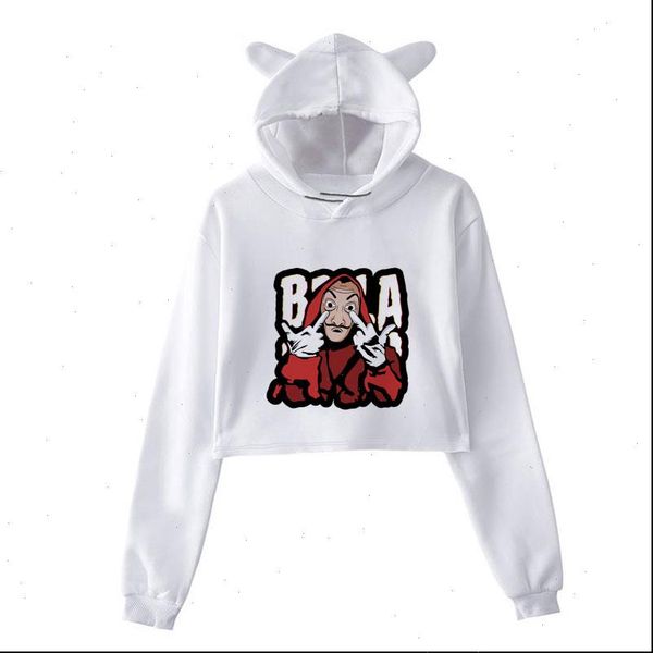 

new money heist hoodies the house of paper la casa de papel vogue dali mask casa de papel women cropped top, Black