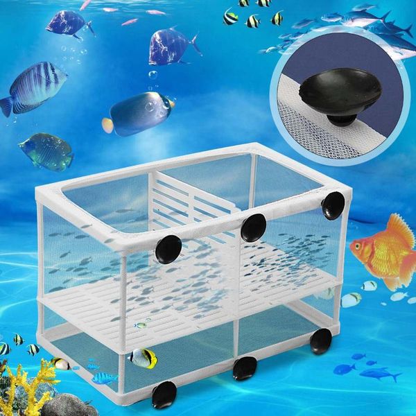 

10x5.8x6.1" white dual net breeder aquarium fish tank fry breeding hatchery safely separates partition box fishaquarium case kit